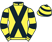 Yellow, black cross sashes, hooped sleeves and cap}