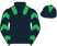 Black, emerald green epaulets, chevrons on sleeves, black cap, emerald green diamond}