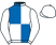 Royal blue and white quartered, white sleeves and cap}