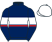 Navy blue, white and red hoop, white armlets, white cap}