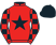 Red, black star, checked sleeves, black cap}