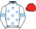 White, light blue stars and armlets, red cap}
