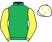 Emerald green, yellow sleeves, white cap, yellow spots}