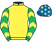 Yellow, emerald green sleeves, yellow chevrons, royal blue cap, yellow stars}