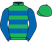 Emerald green, royal blue hoops and sleeves, emerald green cap}