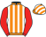 Orange and white stripes, red sleeves}