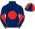 Dark blue, red disc, diabolo on sleeves, quartered cap}