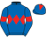 Royal blue, red triple diamond, armlets and diamond on cap}