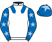 White, royal blue epaulets, royal blue sleeves, light blue stars, royal blue cap, light blue star}