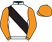 White, black sash, orange sleeves and cap}