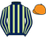 Dark blue and light green stripes, orange cap}