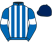 Royal blue and white stripes, royal blue sleeves, white armlets, dark blue cap}