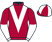 Maroon, white chevron, halved sleeves, maroon and white quartered cap}