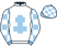 White, light blue cross of lorraine, light blue and white check sleeves and cap}