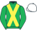 Emerald green, yellow cross sashes, white cap}