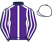 Purple, white seams, striped sleeves, white cap}