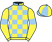 Light blue and yellow check, yellow sleeves, light blue armlets, light blue and yellow quartered cap}