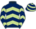 Dark blue, light green chevrons, hooped cap}