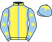Yellow, light blue seams, light blue sleeves, yellow stars, light blue cap, yellow star}