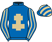 Royal blue, beige cross of lorraine, striped sleeves and cap}
