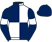 Dark blue and white (quartered), dark blue sleeves, white armlets, dark blue cap}