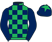 Dark blue and emerald green check, dark blue sleeves, emerald green star on cap}
