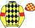 Yellow and black diamonds, yellow sleeves, red armlets, red and yellow check cap}