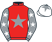 Red, grey star, grey sleeves, white stars, white cap, grey star}