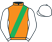Orange, emerald green sash, white sleeves and cap}