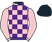Pink and purple check, pink sleeves, black cap}
