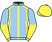 Light blue, yellow seams, halved sleeves, yellow cap}