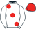 White, large red spots, red cap}