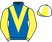 Royal blue, yellow chevron and sleeves, yellow and white quartered cap}