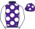 Purple, white spots, sleeves and spots on cap}