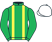 Emerald green, yellow braces, white cap}