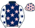 Dark blue, pink stars, white sleeves, dark blue stars, pink cap, dark blue stars}
