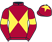 Maroon and yellow diabolo, maroon sleeves, yellow armlets and star on cap}