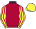 Maroon, yellow and maroon striped sleeves, yellow cap}