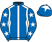 Royal blue, white seams, royal blue sleeves, white stars, royal blue cap, white star}