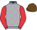 Mint and lilac checks, red sleeves, brown cap}