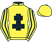 Yellow, black cross of lorraine, striped sleeves, yellow cap}