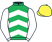 Emerald green and white chevrons, white sleeves, yellow cap}