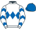 White, royal blue triple diamond, chevrons on sleeves, royal blue cap}