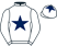White, dark blue star and star on cap}