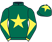 Dark green, yellow star, yellow and dark green diabolo on sleeves, dark green cap, yellow star}