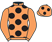 Salmon, black spots, salmon sleeves, spotted cap}