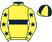 Yellow, black hoop, yellow sleeves, black stars, quartered cap}