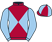 Maroon and light blue diabolo, light blue sleeves, quartered cap