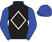 Black,white diamond shape, blue sleeves and cap}
