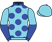 Light blue, blue spots and collar, light blue and blue halved sleeves, light blue cap}